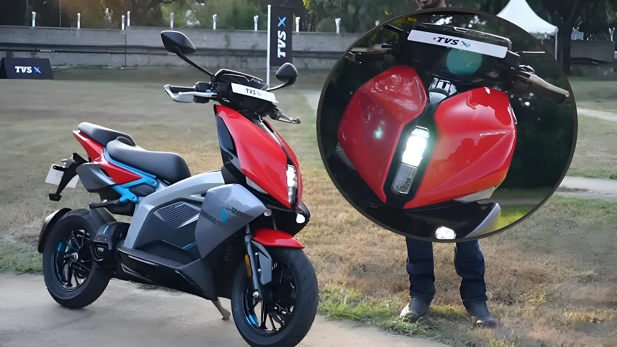 140 km/ रेंज और 7 kw की मोटर पावर के साथ आज ही घर लाये TVS X Electric Scooter को , देखे कीमत फीचर और इसकी टॉप स्पीड क्या है 3 tvs x electric scooter